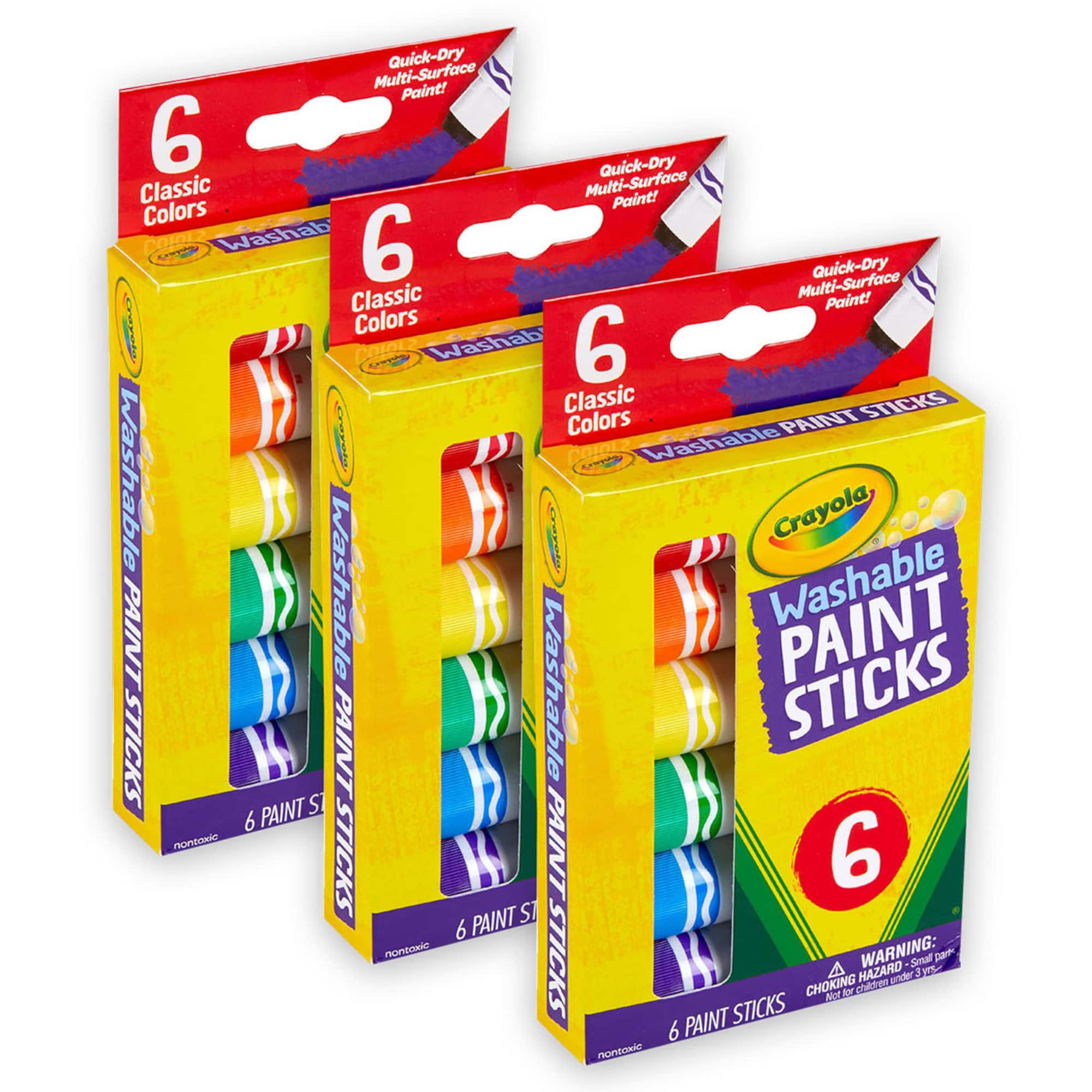 Crayola® Washable Paint Sticks, 3 Packs of 6